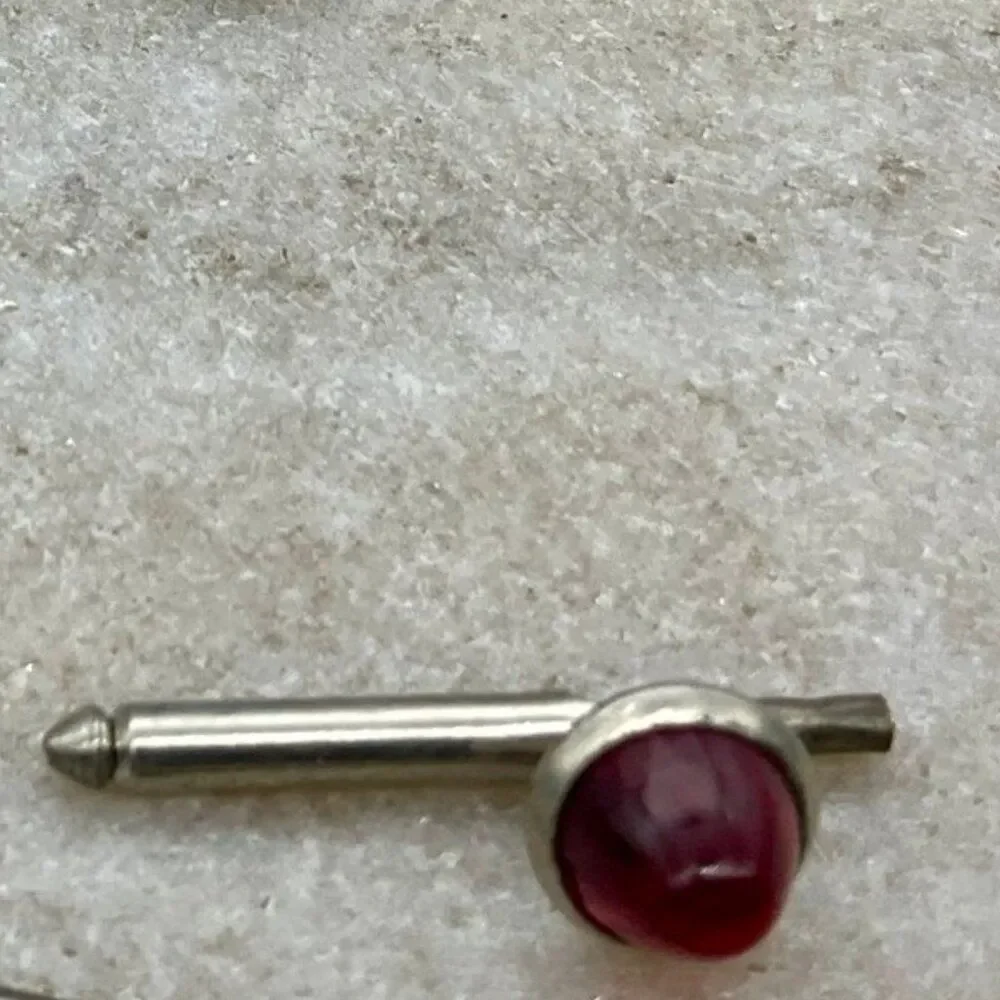Vintage Red Cabochon Silver Spring Toggle Clasp Cufflinks Gorgeous
